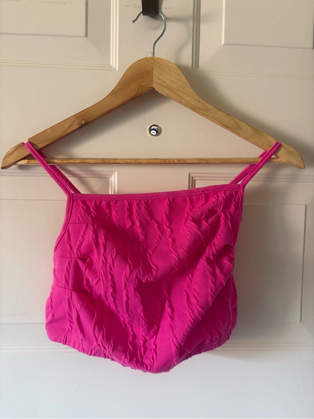 2 piece set. Bright Hot Pink Spaghetti Strap Crop Top and skirt